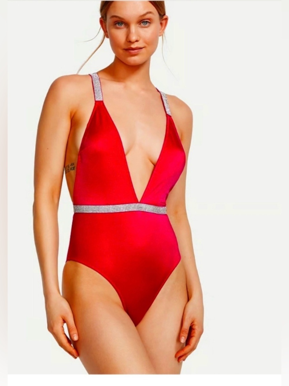 Victoria’s Secret Shine Strap Plunge One-Piece Swimsuit Size Medium